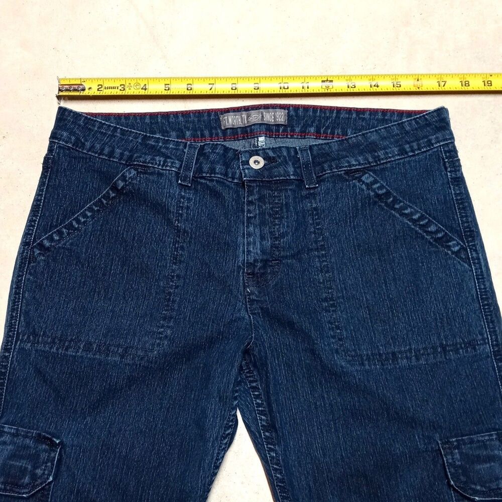 Dickies Women's Cargo Jeans Fits 34x27 Denim Utility Workwear Slim Pants - Picture 7 of 8